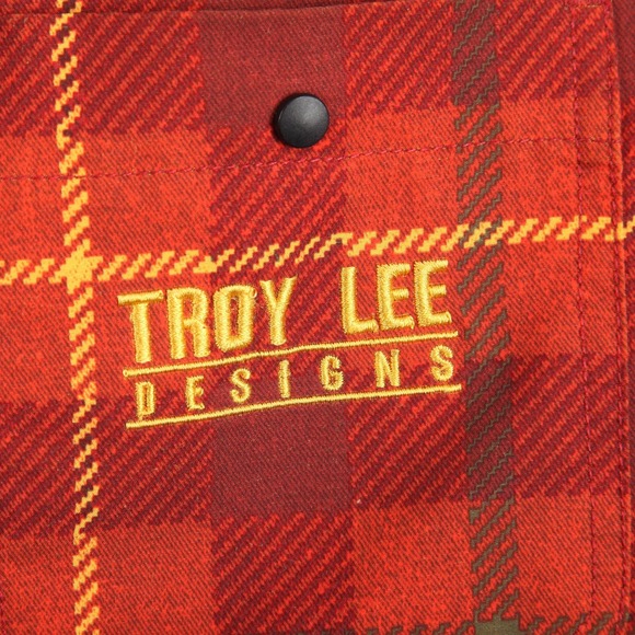 Troy Lee Designs Shirt Mens XL Red Plaid Snaps Hybrid MTB Riding Jacket - Picture 3 of 13